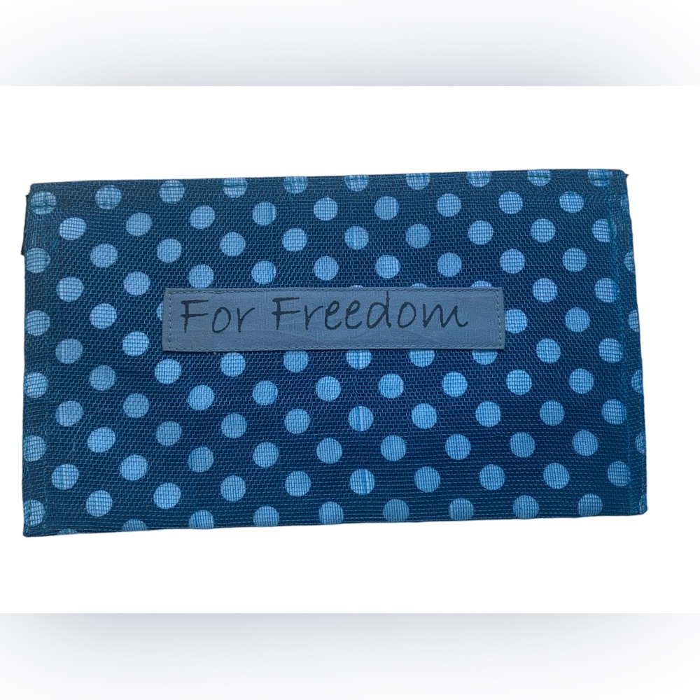 FREEDOM Light Blue & Dark Blue Pencil Bag Snap & Zipper Heavy Sturdy Quality